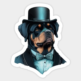 Rottweiler Funny Top Hat Sticker